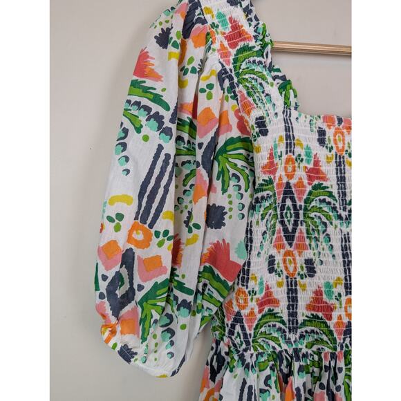 Emily McCarthy Havana Puff Sleeve Top Jungle Ikat S - Picture 3 of 8